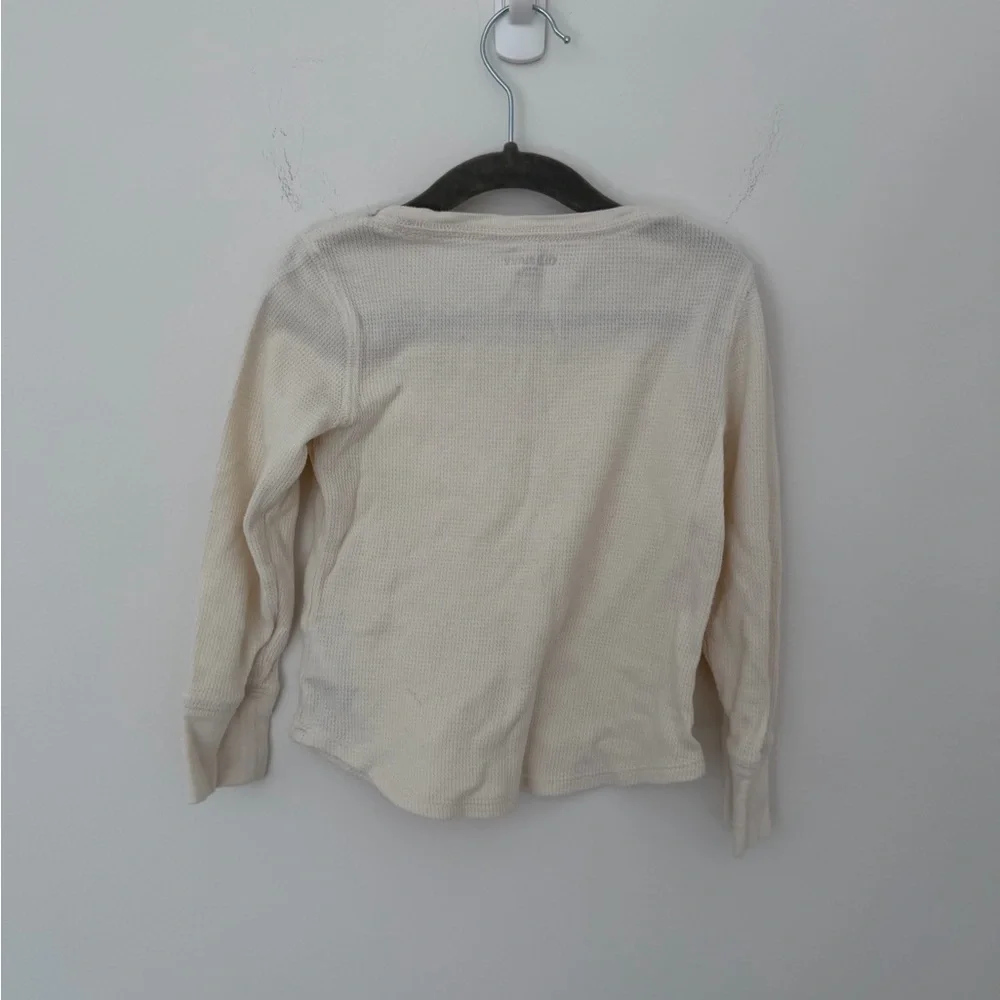 🤍👧 Old Navy Girls Waffle Knit Long Sleeve Tee | Size XS (5) | Cream